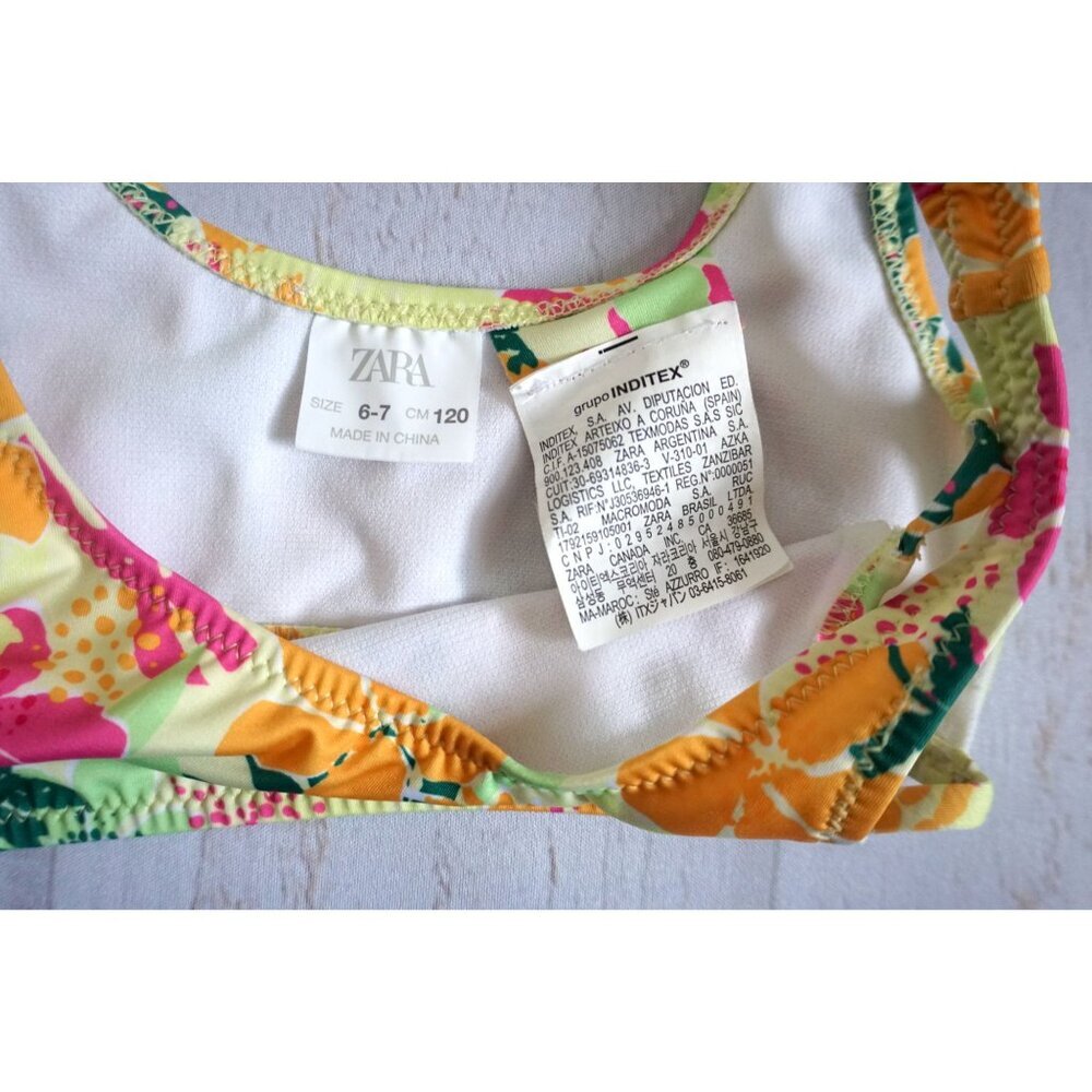 Zara Girls Tropical Print Bikini Top - Size 6-7 - Picture 2 of 7